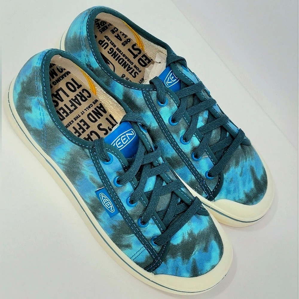 Keen Elsa V Sneakers Tie Dye Star White Canvas Womens 9 Shoes Blue Green Laces - Picture 15 of 16